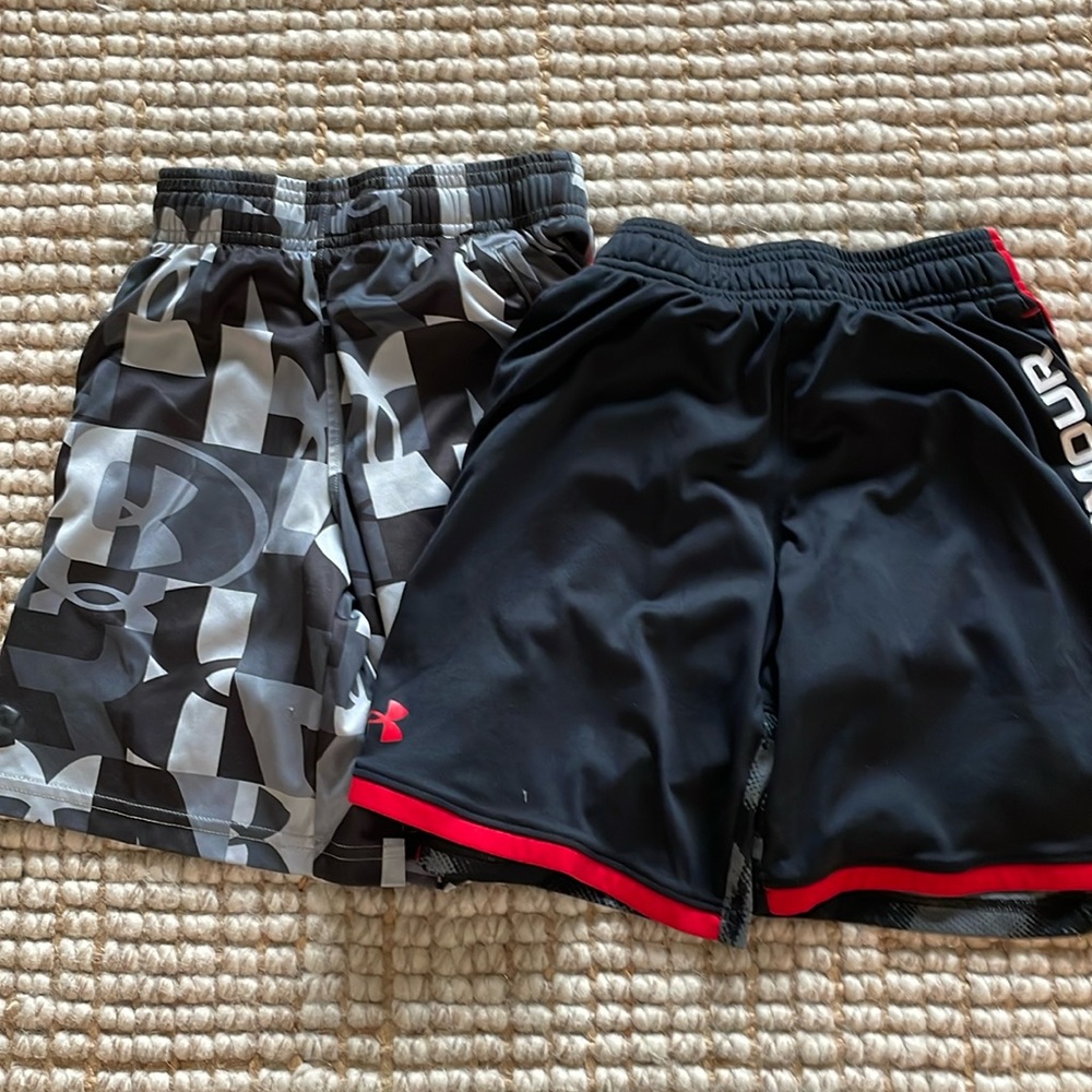 2 pairs Under Armour athletic shorts, boys’ small